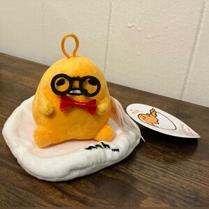 Rare Fiesta Sanrio new 23’ Gudetama The Lazy Egg Nerd With Glasses Meh Plush toy